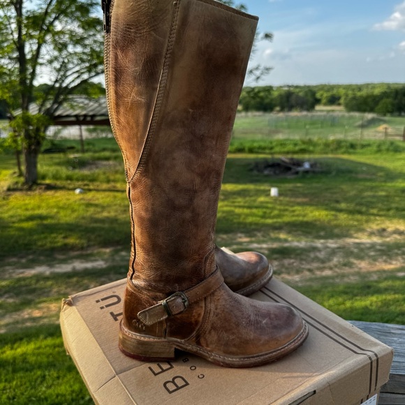 Bed Stu Shoes - Bed Stu Brown Glaye Knee-High Heeled Boots